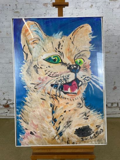 Marianne Dock - Portrait of a feline, 2000
Gouache...