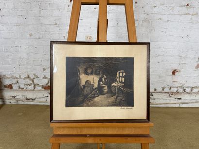 Emile Lecomte (1866-1938) - Interior scene
Engraving...