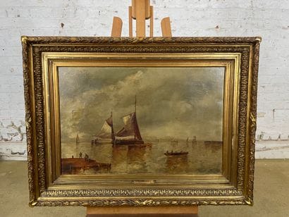 Seascape with sailboats late 19th/early 20th...