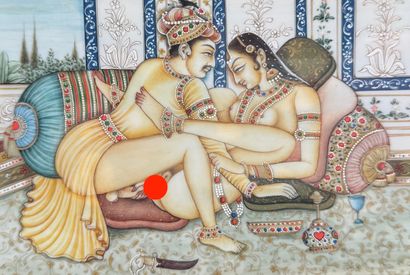 Indian miniature - Erotic scene (Kamasutra)
Painting...
