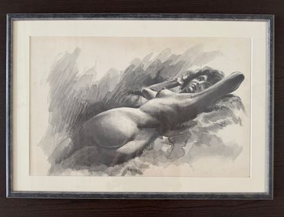 Study of a reclining female nude Art print,...