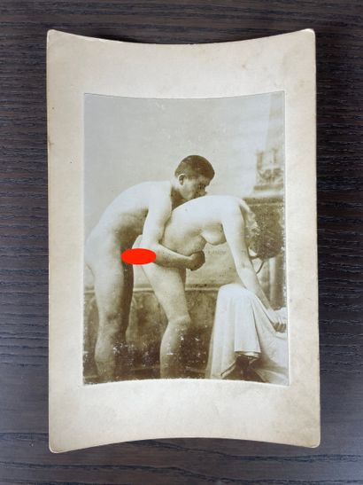 Explicit erotic albumen photograph on paper,...