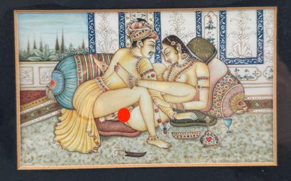 Indian miniature - Erotic scene (Kamasutra)
Painting...