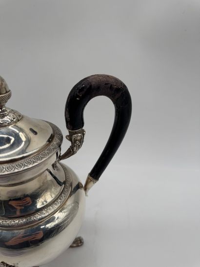 Empire-style 800 silver tripod coffee pot,...