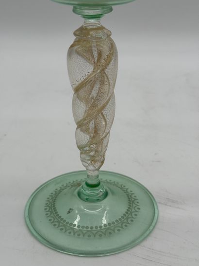 Large lightly hemmed crystal glass with antique...