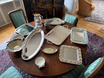 Important lot of silver-plated and stainless...