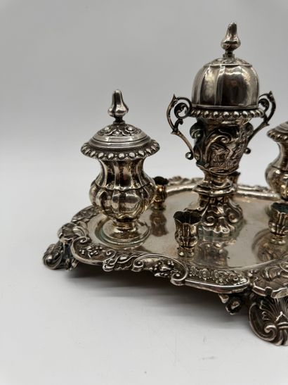 Rococo Revival desk writing set with integrated...