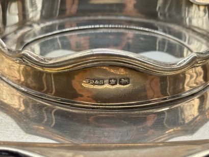 Silver and crystal composite desk set, England...