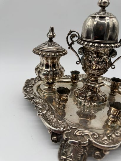 Rococo Revival desk writing set with integrated...
