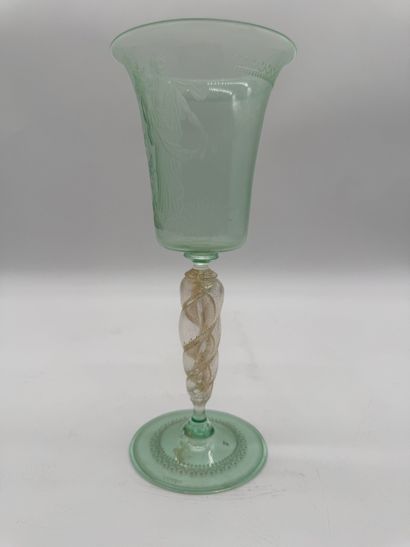 Large lightly hemmed crystal glass with antique...