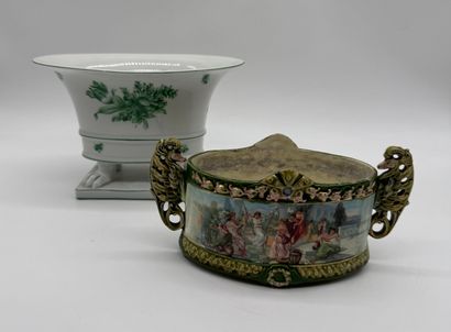 Set of two decorative ceramic and porcelain...
