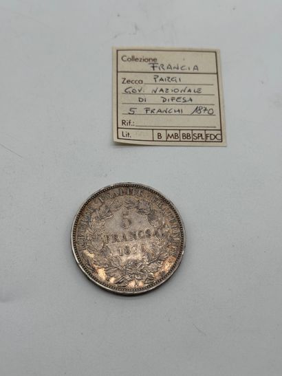 France 5 Francs 1870 A Government of National...