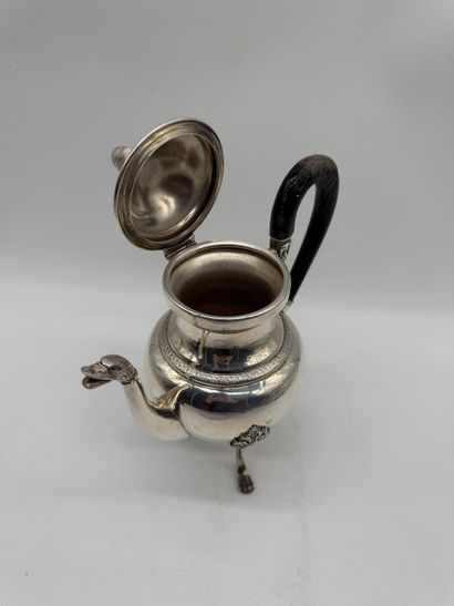 Empire-style 800 silver tripod coffee pot,...
