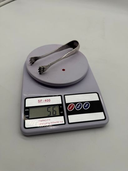 800 silver sugar tongs with claw decoration,...