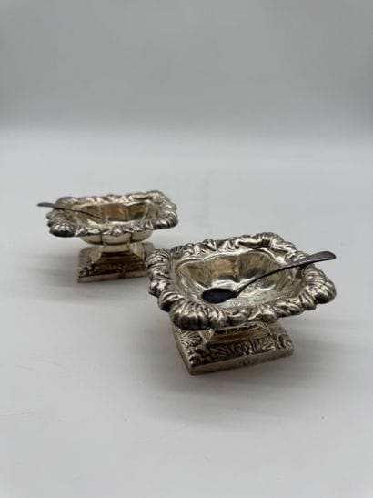 Pair of Empire-style silver 800 salerons...