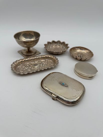 Collection of small silver objects and dishes,...