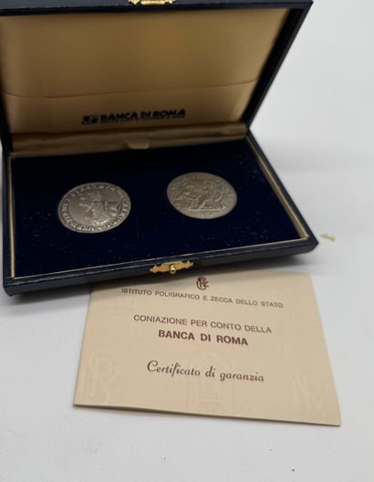 Set of two silver numismatic refrappes Banca...