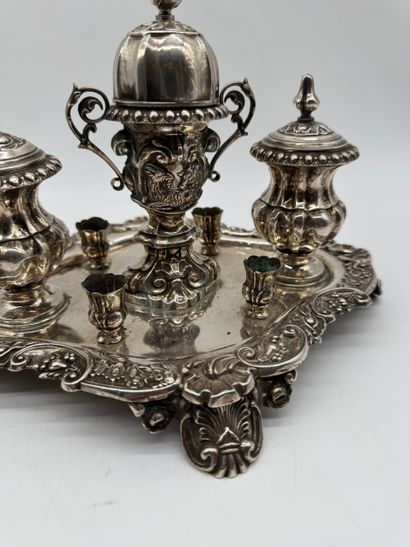 Rococo Revival desk writing set with integrated...