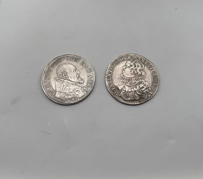 Set of two silver numismatic refrappes Banca...