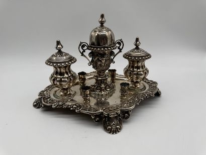 Rococo Revival desk writing set with integrated...