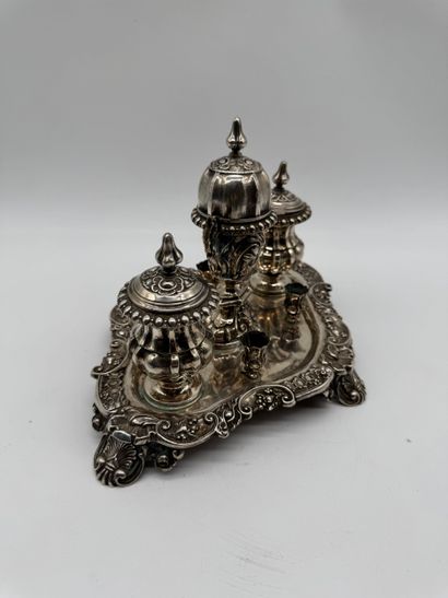 Rococo Revival desk writing set with integrated...