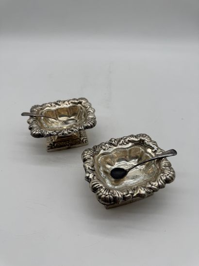 Pair of Empire-style silver 800 salerons...