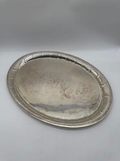 Large 800 silver oval serving tray Italy,...