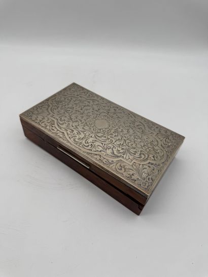 Rectangular cigar or cigar box in stained...