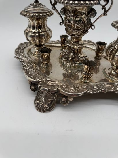 Rococo Revival desk writing set with integrated...