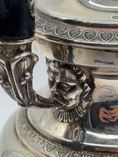 Empire-style 800 silver tripod coffee pot,...