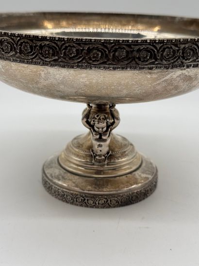 925 silver pedestal bowl decorated with winged...