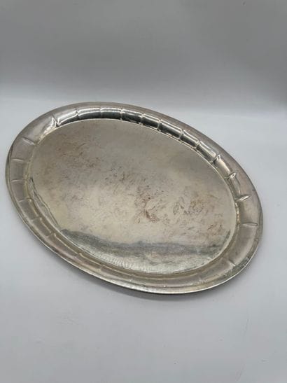 Large 800 silver oval serving tray Italy,...