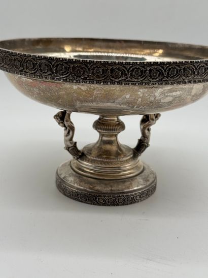 925 silver pedestal bowl decorated with winged...