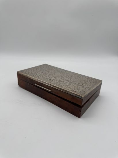 Rectangular cigar or cigar box in stained...