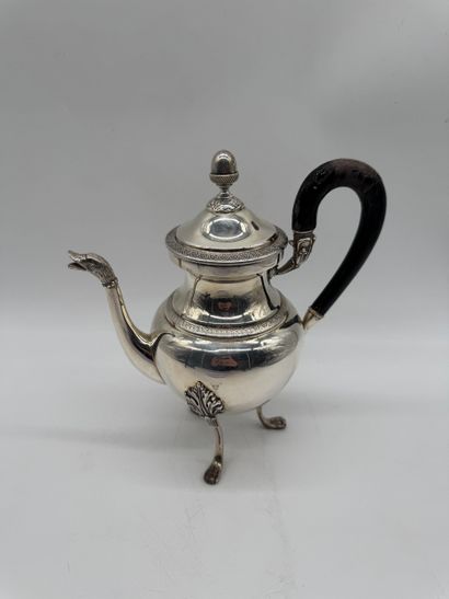 Empire-style 800 silver tripod coffee pot,...
