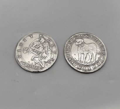 Set of two silver numismatic refrappes Banca...