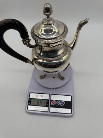 Empire-style 800 silver tripod coffee pot,...