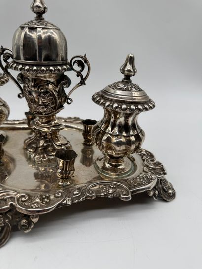 Rococo Revival desk writing set with integrated...