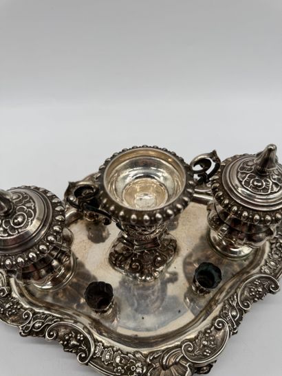 Rococo Revival desk writing set with integrated...