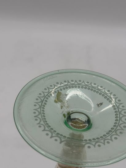 Large lightly hemmed crystal glass with antique...