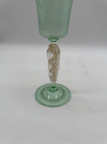 Large lightly hemmed crystal glass with antique...