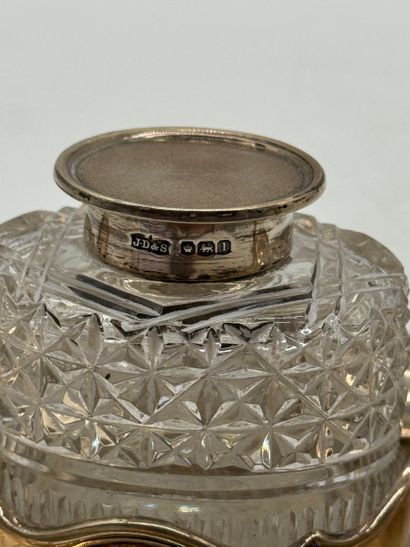 Silver and crystal composite desk set, England...