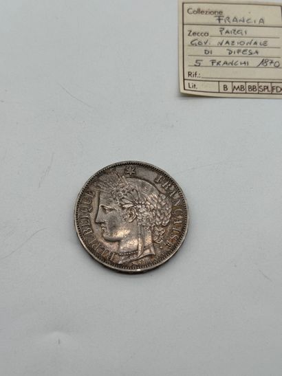 France 5 Francs 1870 A Government of National...