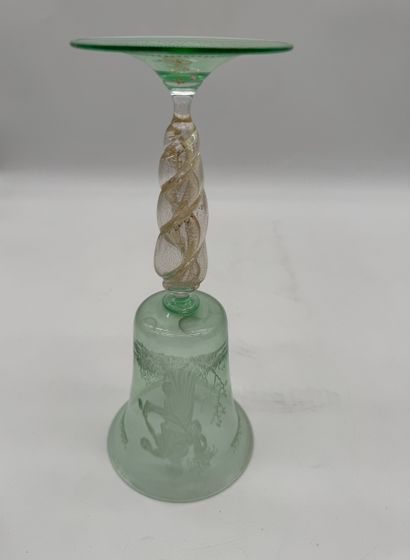 Large lightly hemmed crystal glass with antique...