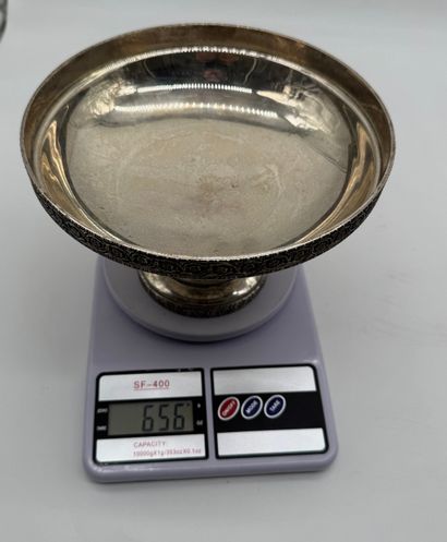 925 silver pedestal bowl decorated with winged...
