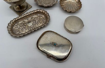 Collection of small silver objects and dishes,...