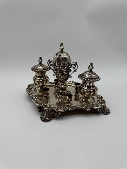 Rococo Revival desk writing set with integrated...