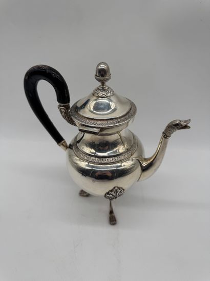 Empire-style 800 silver tripod coffee pot,...
