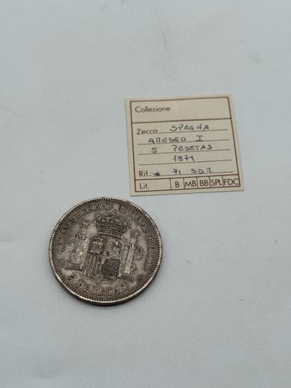 Spain 5 Pesetas 1871 Amadeo I
Spanish 5 peseta...