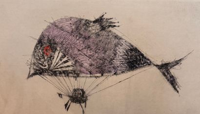 Hot-air balloon
Engraving on paper depicting...